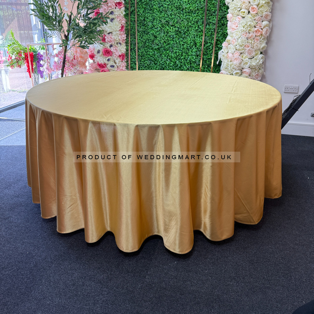 120 inch Heavy Duty Round Satin Table Cloth - Gold